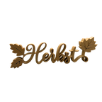 3D-gedruckter Herbst-Schriftzug aus Holzfaser, natürliche Wohn- und Wanddekoration.