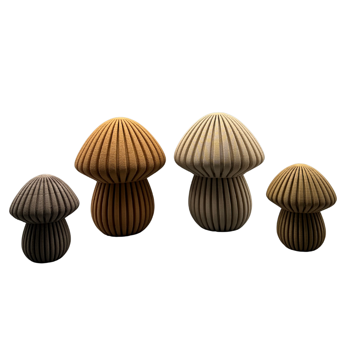 Waldwunder-Pilze aus Holzfaser, handwerklich gefertigte 3D-Druck Deko.