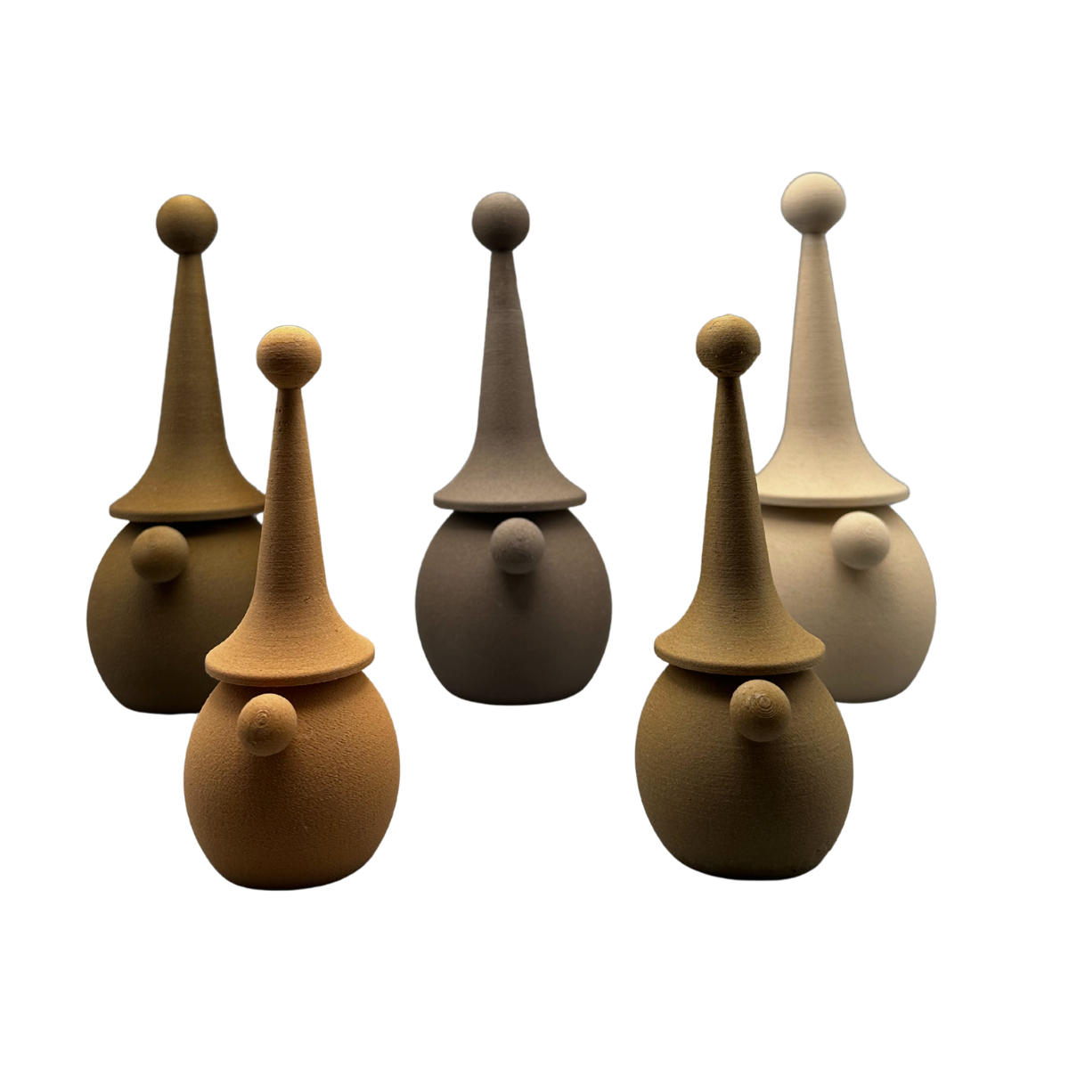 Gnom-Familie aus Holzfaser, 3D-gedruckte Herbstdekoration von deeKORE.