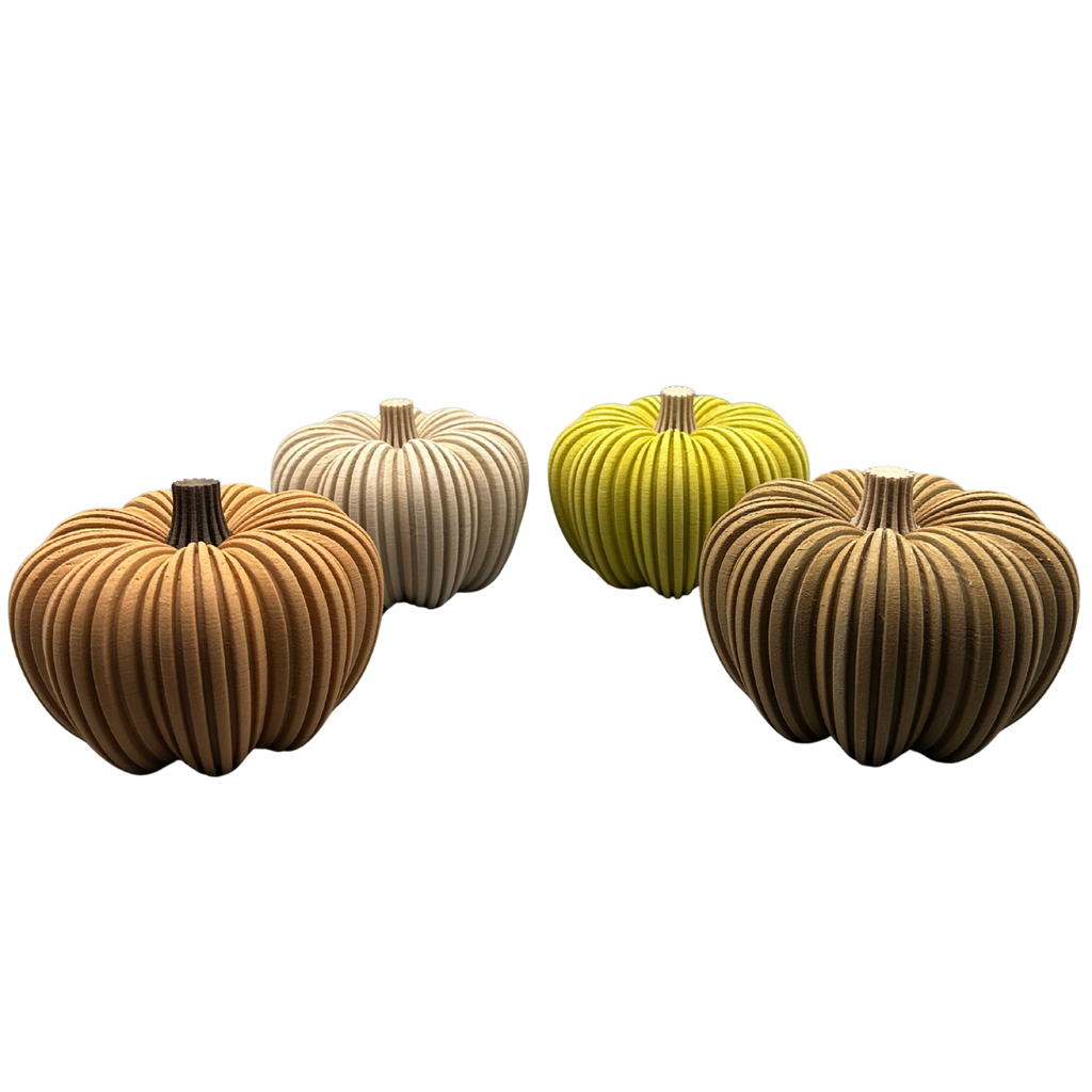 3D-gedruckter Kürbis aus Holzfaser, nachhaltige Herbstdeko von deeKORE.