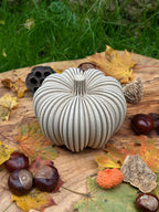 3D-gedruckter Kürbis aus Holzfaser, nachhaltige Herbstdeko von deeKORE.