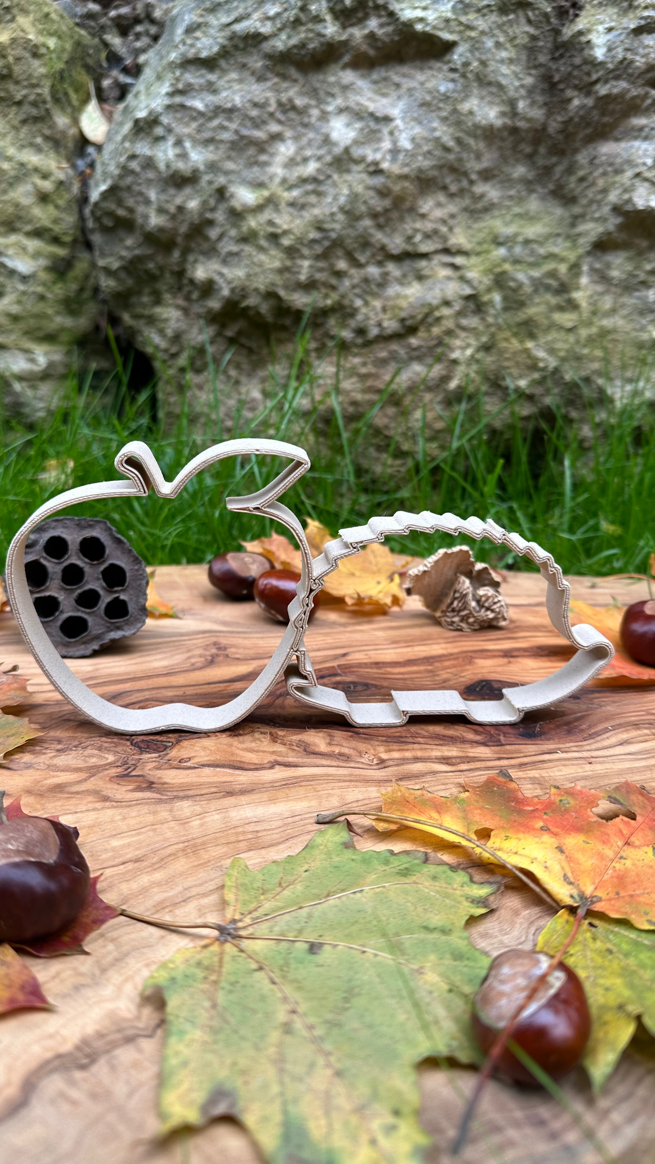 Apfel-Igel aus Holzfaser, nachhaltige 3D-gedruckte Dekofigur von deeKORE.