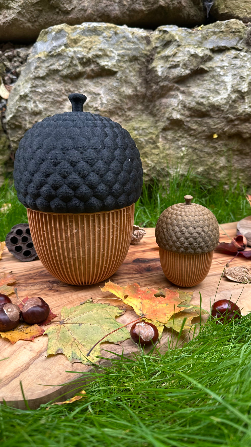 Glückseichel aus Holzfaser, 3D-gedruckte Herbstdekoration von deeKORE.