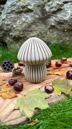 Waldwunder-Pilze aus Holzfaser, handwerklich gefertigte 3D-Druck Deko.