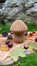 Waldwunder-Pilze aus Holzfaser, handwerklich gefertigte 3D-Druck Deko.