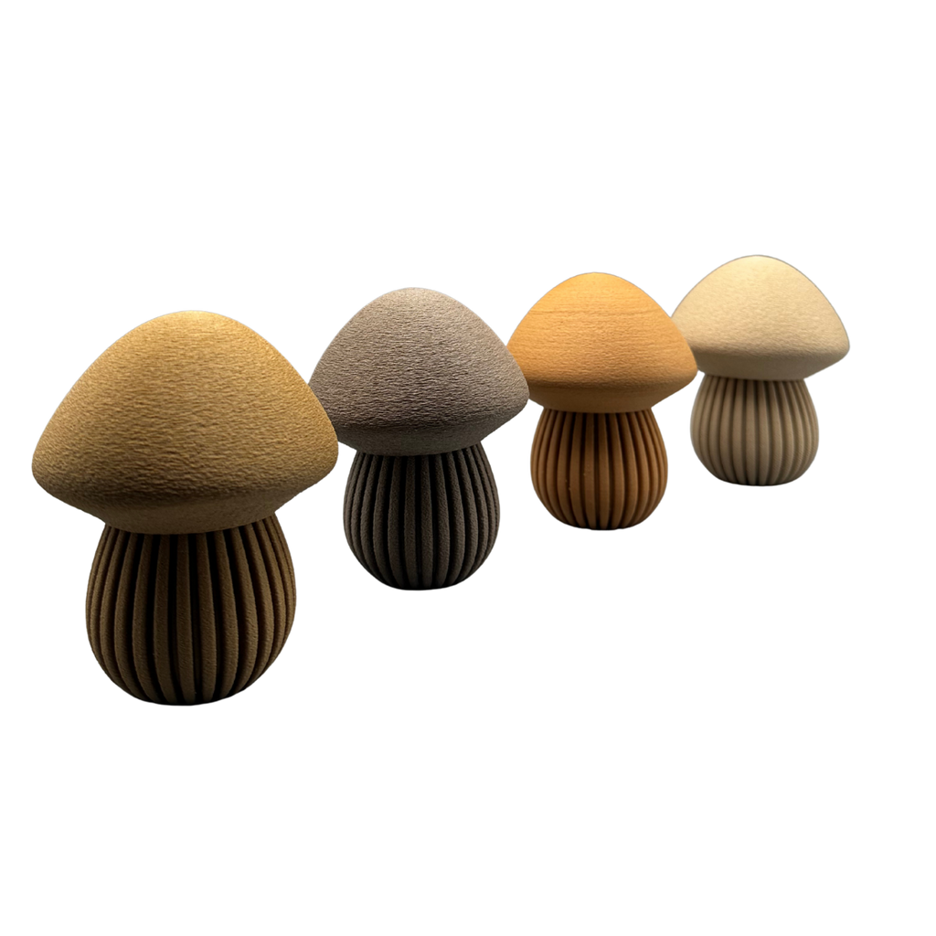 Waldwunder-Pilze aus Holzfaser, handwerklich gefertigte 3D-Druck Deko.
